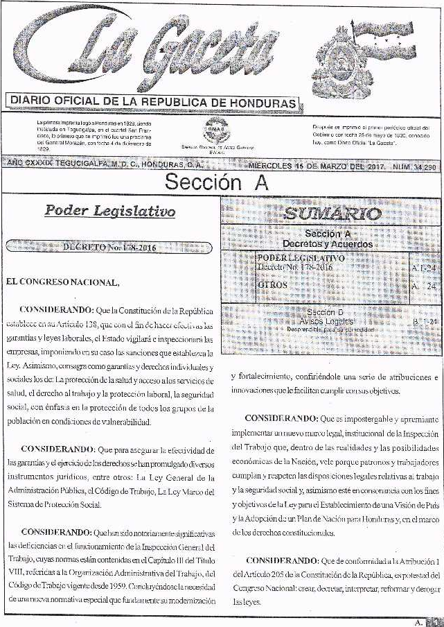 Ley de Inspección de Trabajo 15 Marzo 2017