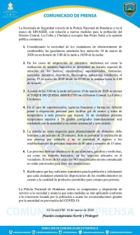 Comunicado Oficial Policia Nacional de Honduras