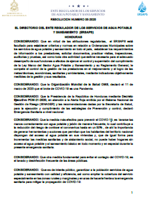 RESOLUCIÓN NUMERO 05-2020  ENTE REGULADOR DE LOS SERVICIOS DE AGUA POTABLE Y SANEAMIENTO (ERSAPS)