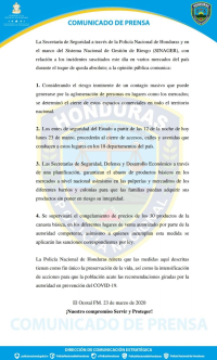 Comunicado de Prensa referente a los incidentes suscitados en varios mercados del país este día lunes