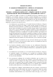 COMUNICADO OFICIAL DEL HONORABLE PRESIDENTE DE LA REPÚBLICA DE HONDURAS