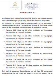 7 casos por COVID-19, comunicado.