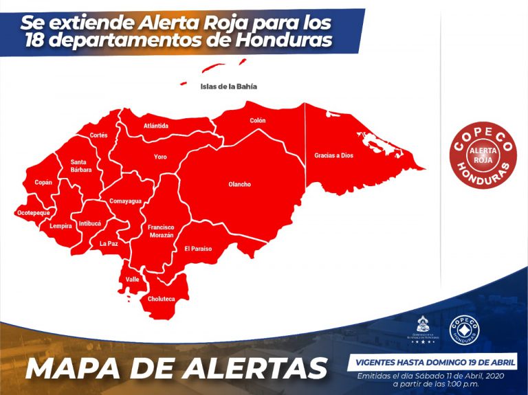 Se extiende alerta roja para los 18 departamentos de Honduras