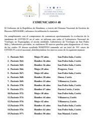 29 casos de COVID-19 confirmados, comunicado.