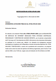 COMUNICADO A LOS OFERENTES LICITACIÓN PÚBLICA No. STSS-LPN-001-2020