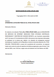 COMUNICADO A LOS OFERENTES LICITACIÓN PÚBLICA No. STSS-LPN-001-2020 COMUNICADO A LOS OFERENTES LICITACIÓN PÚBLICA No. STSS-LPN-001-2020