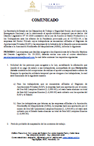 Comunicado a las empresas del Sector Privado cuyos trabajadores se encuentran afiliados al RAP y las empresas de la Industria de la Maquila que se encuentre afiliadas a la AMH Comunicado a las empresas del Sector Privado cuyos trabajadores se encuentran afiliados al RAP y las empresas de la Industria de la Maquila que se encuentre afiliadas a la AMH