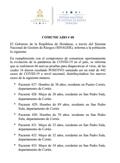 16 casos positivos de COVID-19, comunicado.