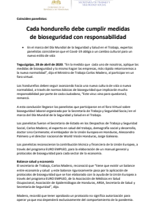 Cada hondureño debe cumplir medidas de bioseguridad con responsabilidad Cada hondureño debe cumplir medidas de bioseguridad con responsabilidad