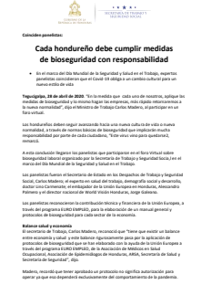 Cada hondureño debe cumplir medidas de bioseguridad con responsabilidad