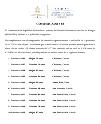 123 casos positivos de COVID-19, comunicado