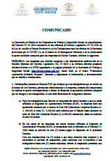 Comunicado a las Empresas del Sector Turismo Comunicado a las Empresas del Sector Turismo