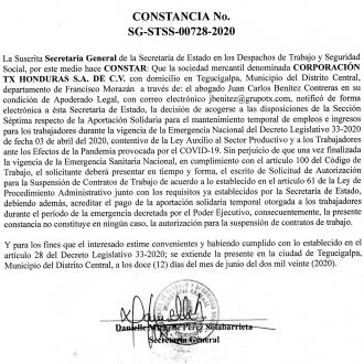 Corporacion TX Honduras S.A. de C.V.