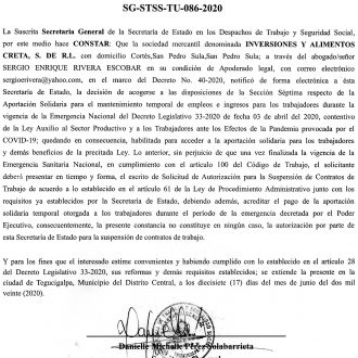 Inversiones y Alimentos Creta S. de R.L.