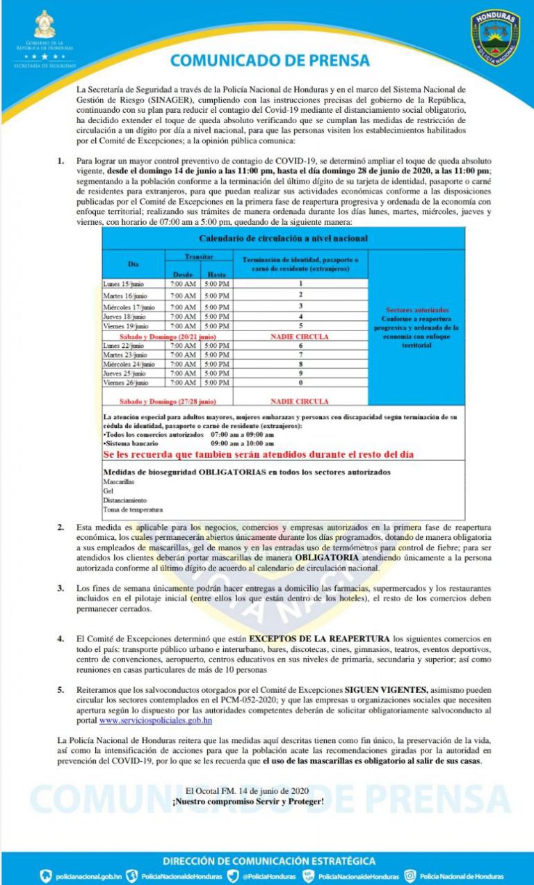 Toque de queda se extiende hasta 28 de junio