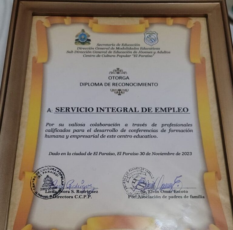 Justo Reconocimiento al Servicio Integral de Empleo, Sí Empleo