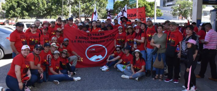 Presencia total de SETRASS en la marcha por el Segundo Aniversario de la Presidencia de Xiomara Castro Sarmiento