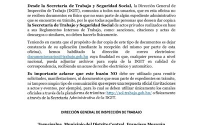 La DGIT informa que de manera presencial no se reciben documentos físicos que no formen parte de expedientes en trámite