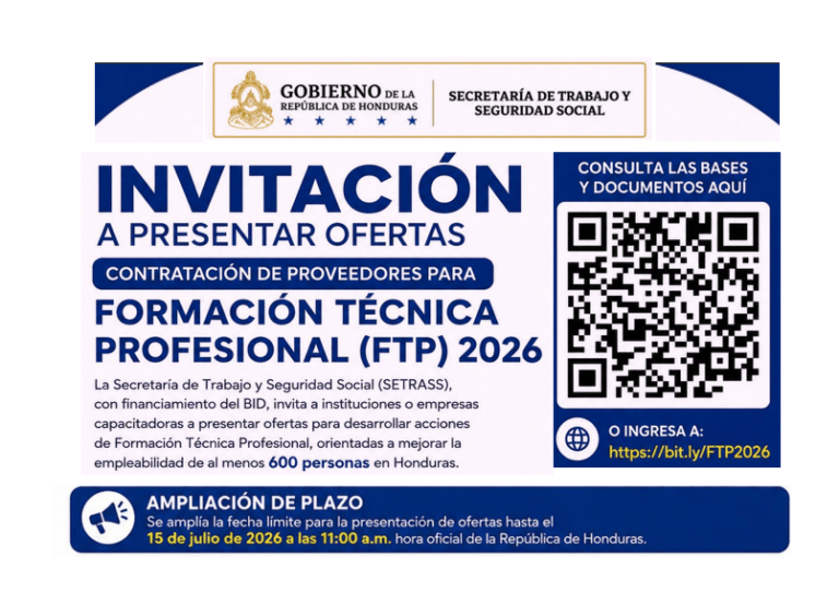 AMPLIACIÓN DE PLAZO PARA PRESENTAR OFERTAS DE FORMACION TECNICA PROFESIONAL (FTP) 2026